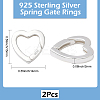 2Pcs 925 Sterling Silver Spring Gate Rings STER-SC0001-56-2