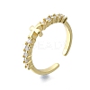 Brass Micro Pave Clear Cubic Zirconia Open Cuff Rings for Women RJEW-F179-07G-2