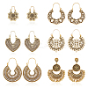 6 Pairs 6 Style Alloy Hollow Thick Hoop Earrings EJEW-AN0001-12-1