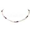 Synthetic Non-magnetic Hematite & Natural Rainbow Moonstone & Garnet & Amethyst Round Cube and Natural Pearl Rice Beaded Necklaces NJEW-JN05868-02-2