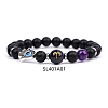 Natural Dyed & Heated Black Agate Stretch Bracelets PW-WG62314-04-1