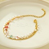 Gemstone Chip with Plastic Pearl Multi-strand Bracelets for Women BJEW-G739-01G-1