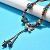 Ethnic Style Alloy & Porcelain Ceramic Beads Butterfly Pendant Tassel Y Necklaces LS-NJEW-D308-01B-1