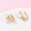 Round Brass Micro Pave Clear Cubic Zirconia Cuff Earrings EJEW-Z111-04G-03-3