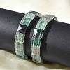 Square Natural Fluorite Beads Stretch Bracelets for Women Men BJEW-C097-06L-3