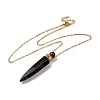 Natural Tiger Eye Bullet Shaped Perfume Bottle Pendant Necklaces G-B089-02G-04-2