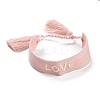 Word Love Polycotton(Polyester Cotton) Braided Bracelet with Tassel Charm BJEW-F429-07-1