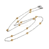 304 Stainless Steel 3MM Round Bead Cable Chain Necklaces for Women NJEW-G177-03B-GP-4