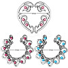 3 Pairs 3 Styles Titanium Rhinestone Heart Nipple Rings WG76523-08-1