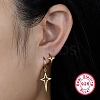 2 Pair 2 Style 925 Sterling Silver Hollow Star Dangle Hoop Earrings Sets for Women EJEW-F317-04G-3