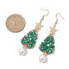 Glass Seed & Glass Pearl Beads Tree Dangle Earrings EJEW-MZ00276-02-3