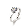 Rhodium Plated 925 Sterling Silver Moissanite Adjustable Rings RJEW-U038-12P-4