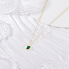 1Pc Rectangle Brass Micro Pave Cubic Zirconia Pendant Necklaces for Women NJEW-LP0003-86-3