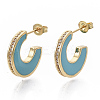 Brass Micro Pave Cubic Zirconia Crescent Moon Stud Earrings EJEW-N011-01C-1