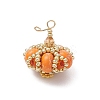 Handmade Glass Seed Beaded & Synthetic Dyed Imperial Jasper Beads Pendants PALLOY-MZ00770-1