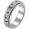 Non-Tarnish 201 Stainless Steel Moon and Star Rotatable Finger Ring MOST-PW0001-005C-05-1