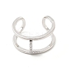 Clear Cubic Zirconia Initial Letter Open Cuff Ring RJEW-A012-01P-L-1
