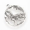 Tibetan Style Alloy Howling Wolf Pendants TIBEP-Q064-12AS-RS-1