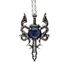 Natural Lapis Lazuli Dragon Sword Pendant Necklace G-PW0004-67G-1