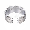 Non-Tarnish 304 Stainless Steel Leaf Wrap Open Cuff Ring RJEW-T023-27P-2