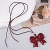 Resin Bowknot Pendant Adjustable Black Waxed Cord Necklaces for Women FS-WGD44B6-02-1