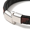 Leather Braided Rectangle Cord Bracelet with 304 Stainless Steel Magnetic Clasps for Men Women BJEW-C021-03-5