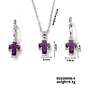 Elegant Cross Brass Rhinestones Necklace & Hoop Earrings Set for Women XB3228-3-1