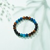 Natural Agate & Tiger Eye & Black Onyx Round Beaded Stretch Bracelet BJEW-JB08400-02-2