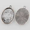 Tibetan Style Antique Silver Alloy Flat Oval Pendant Cabochon Settings X-TIBEP-M022-37AS-2