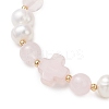 Natural Rose Quartz & Cultured Freshwater Pearl Round Beads Stretch Bracelets for Women BJEW-JB13086-02-3