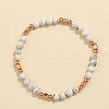 Natural Howlite & Brass Bead Stretch Bracelets for Women HH3302-3-1