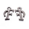Gunmetal Plated Alloy Letter Pendants PALLOY-J718-01B-F-1