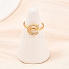 304 Stainless Steel Micro Pave Cubic Zirconia Cuff Open Rings LS-RJEW-D336-01G-05-5