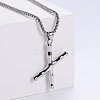 3Pcs 304 Stainless Steel Textured Letter Pendant Box Chain Necklaces LW4134-50-1