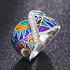 Ethnic Style Brass Micro Pave Cubic Zirconia and Enamel Finger Rings FS-WG810B2-04-2