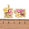 Flower Brass Enamel Pendants KK-D390-17G-03-3