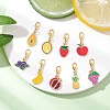 9Pcs Fruits Alloy Enamel Pendant Decorations HJEW-JM03672-1