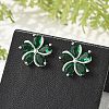 Flower Brass Micro Pave Cubic Zirconia Stud Earrings for Women EJEW-G428-28A-01-3