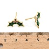 Holly Leaf Brass Micro Pave Cubic Zirconia Stud Earrings EJEW-B149-02G-5