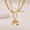 304 Stainless Steel Bowknot Pendant Necklaces LS-NJEW-L182-001G-02-2