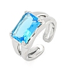 304 Stainless Steel Cubic Zirconia Open Cuff Ring RJEW-S406-05P-05-1