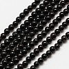 Natural Black Onyx Round Bead Strands X-G-A130-3mm-K04-1