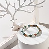 Natural Moss Agate Nuggets Beads Stretch Bracelet BJEW-JB07144-02-2