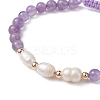 Natural Mixed Gemstone & Pearl Braided Bead Bracelets BJEW-JB09718-4