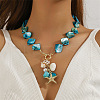 Alloy & Plastic Pearl & Natural Shell Pendant Necklaces FS-WG9F39A-08-1