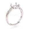 Rhodium Plated 925 Sterling Silver Micro Pave Cubic Zirconia Engagement Solitaire Ring Settings STER-N016-74P-1