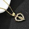 Brass Clear Cubic Zirconia Pendant Necklaces for Women NJEW-A039-02A-G-3
