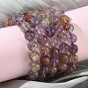 Natural Lodolite Quartz Round Beads Stretch Bracelets for Women BJEW-Z158-03K-02-1