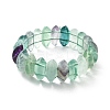 Bicone Natural Fluorite Beads Stretch Bracelets for Women Men BJEW-C097-05H-4