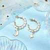 Moon & Star Natural Pearl Dangle Half Hoop Earrings EJEW-JE05895-01-2
